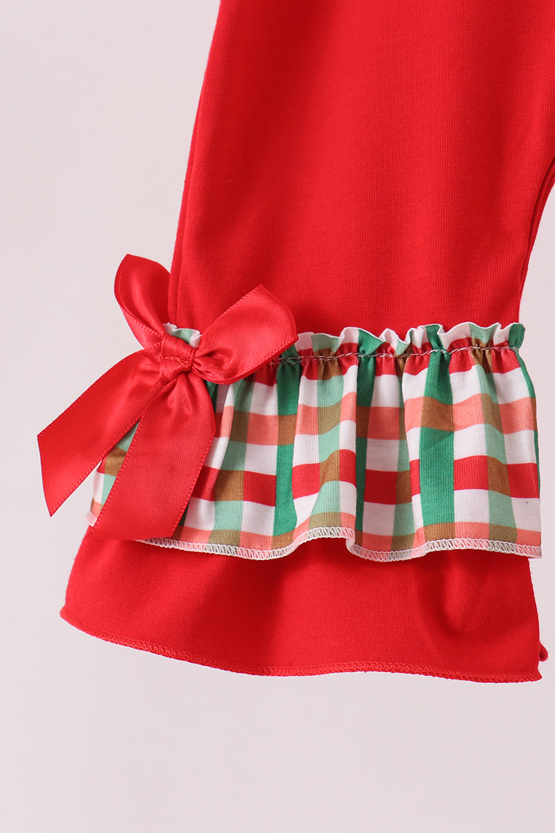 Red Christmas Character Applique Ruffle Romper - Festive Holiday Style for Baby Girls