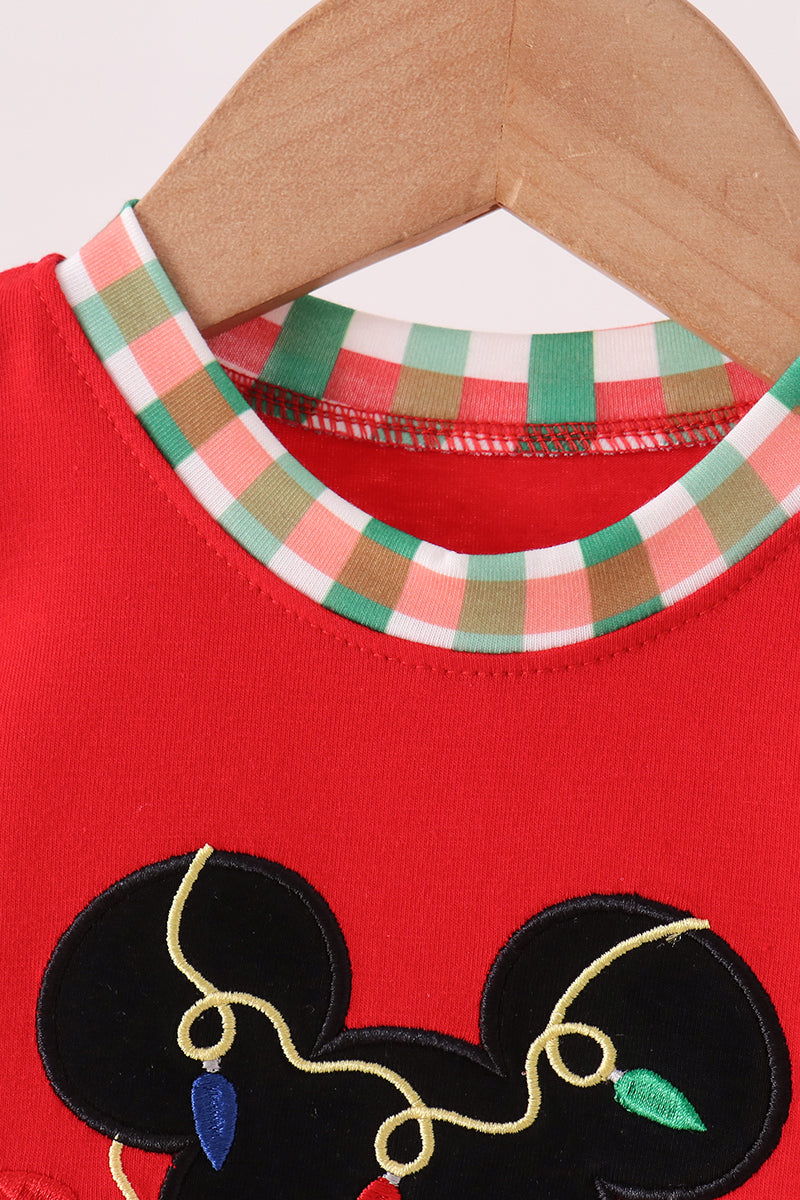 Red Christmas Character Applique Romper - Festive Holiday Style for Baby Girls