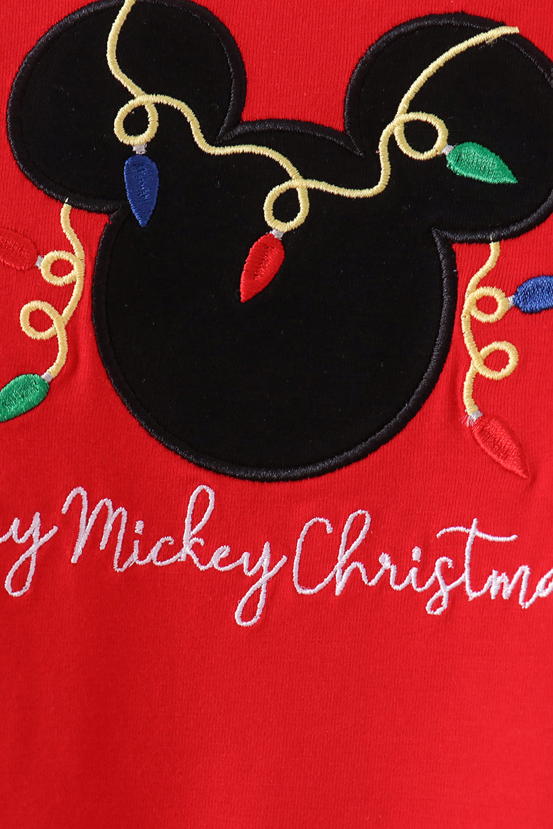 Red Christmas Character Applique Romper - Festive Holiday Style for Baby Girls