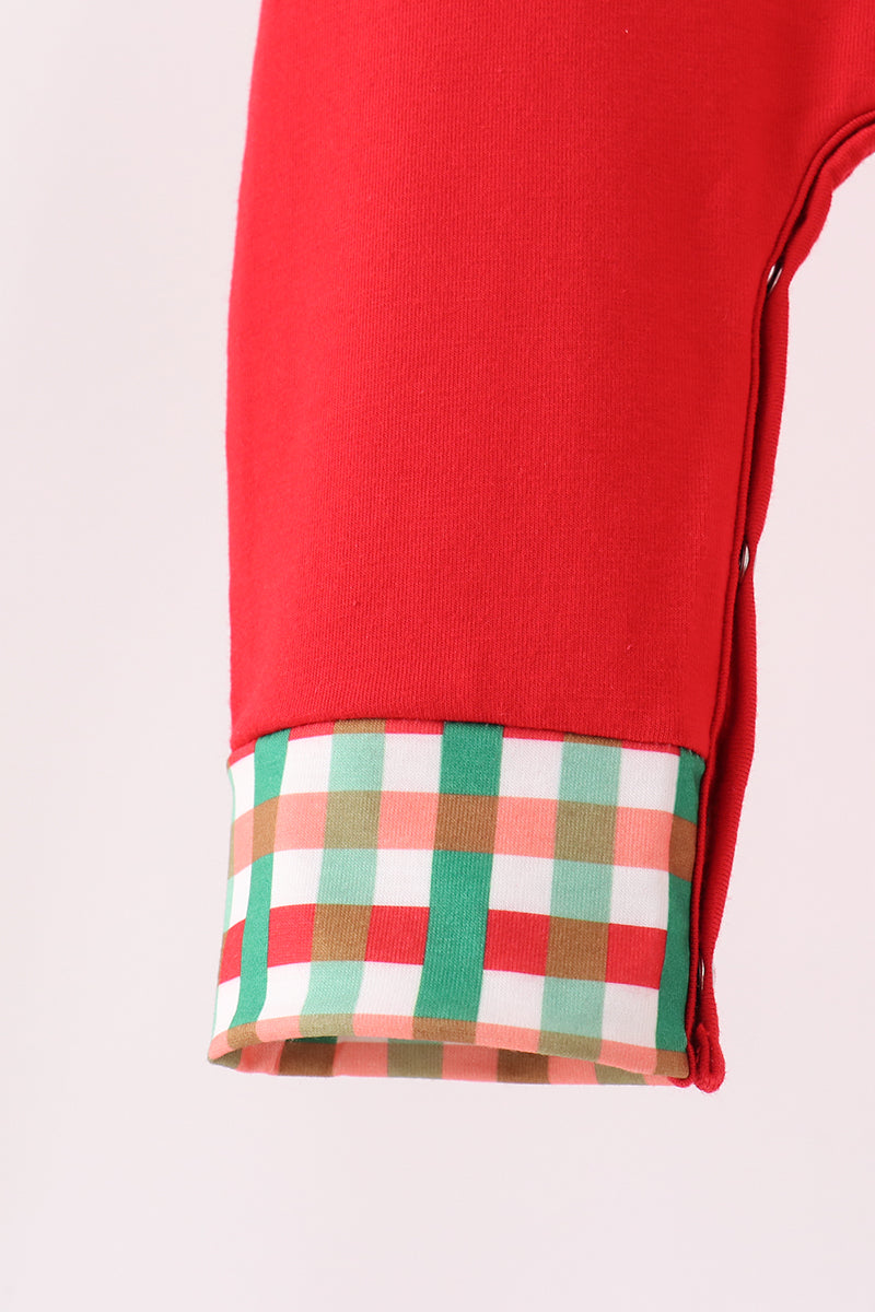 Red Christmas Character Applique Romper - Festive Holiday Style for Baby Girls