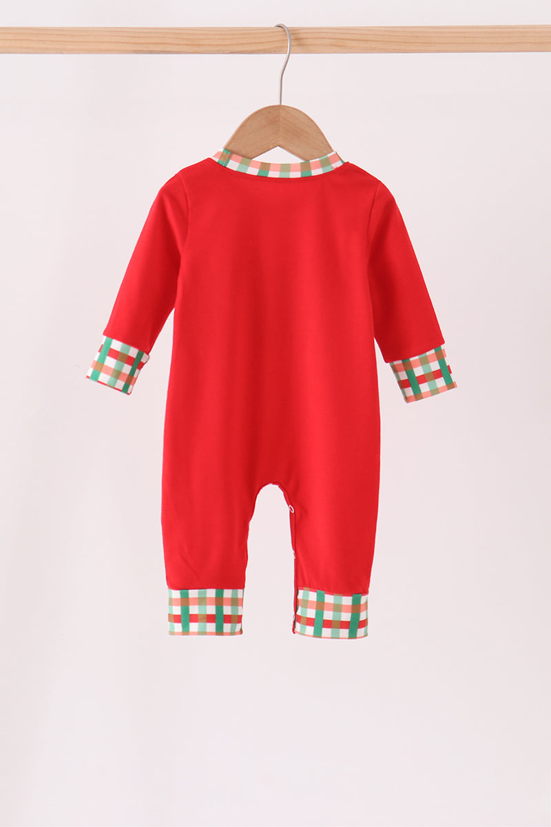 Red Christmas Character Applique Romper - Festive Holiday Style for Baby Girls