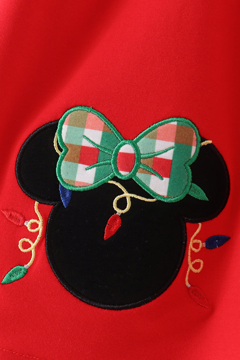 Red Christmas Character Applique Dress - Festive Holiday Style for Girls