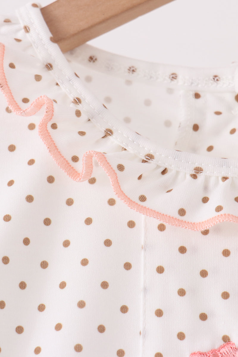 Pink Gingerbread Embroidery Ruffle Dress - Sweet Christmas Style for Girls