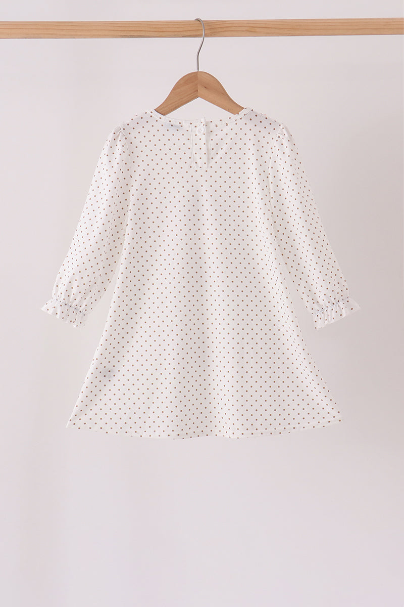 Pink Gingerbread Embroidery Ruffle Dress - Sweet Christmas Style for Girls