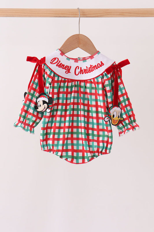 Red & Green Christmas Character Gingham Bubble - Sweet Baby Girl Holiday Style