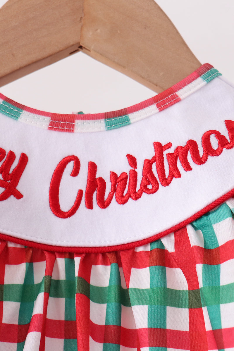 Red & Green Christmas Character Gingham Bubble - Sweet Baby Girl Holiday Style