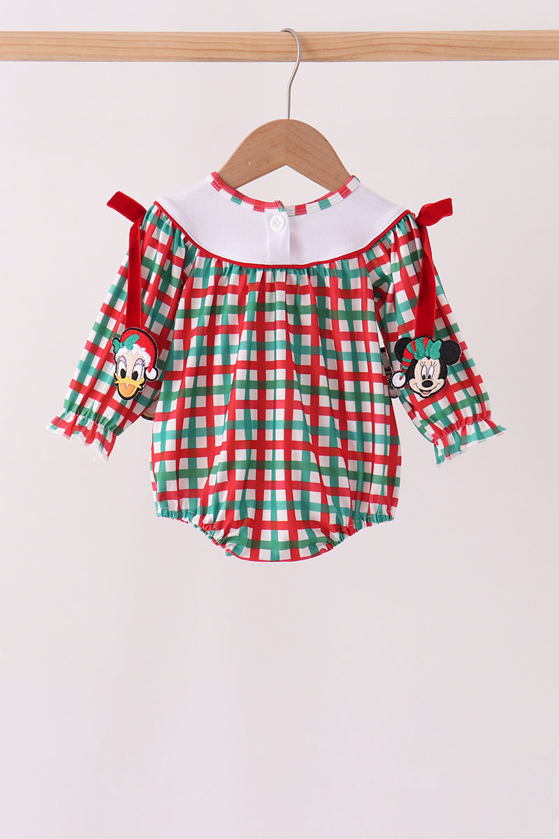 Red & Green Christmas Character Gingham Bubble - Sweet Baby Girl Holiday Style