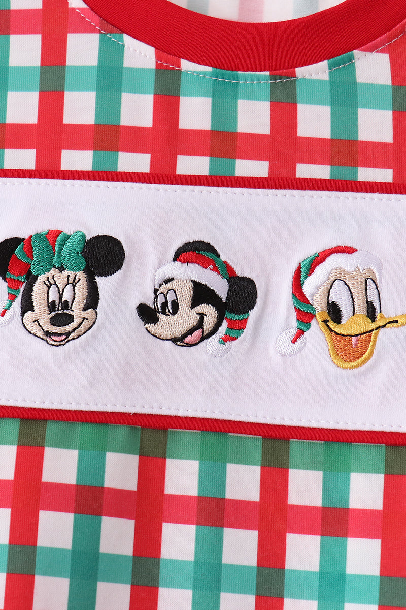 Red & Green Christmas Character Gingham Pants Set - Holiday Magic for Little Ones