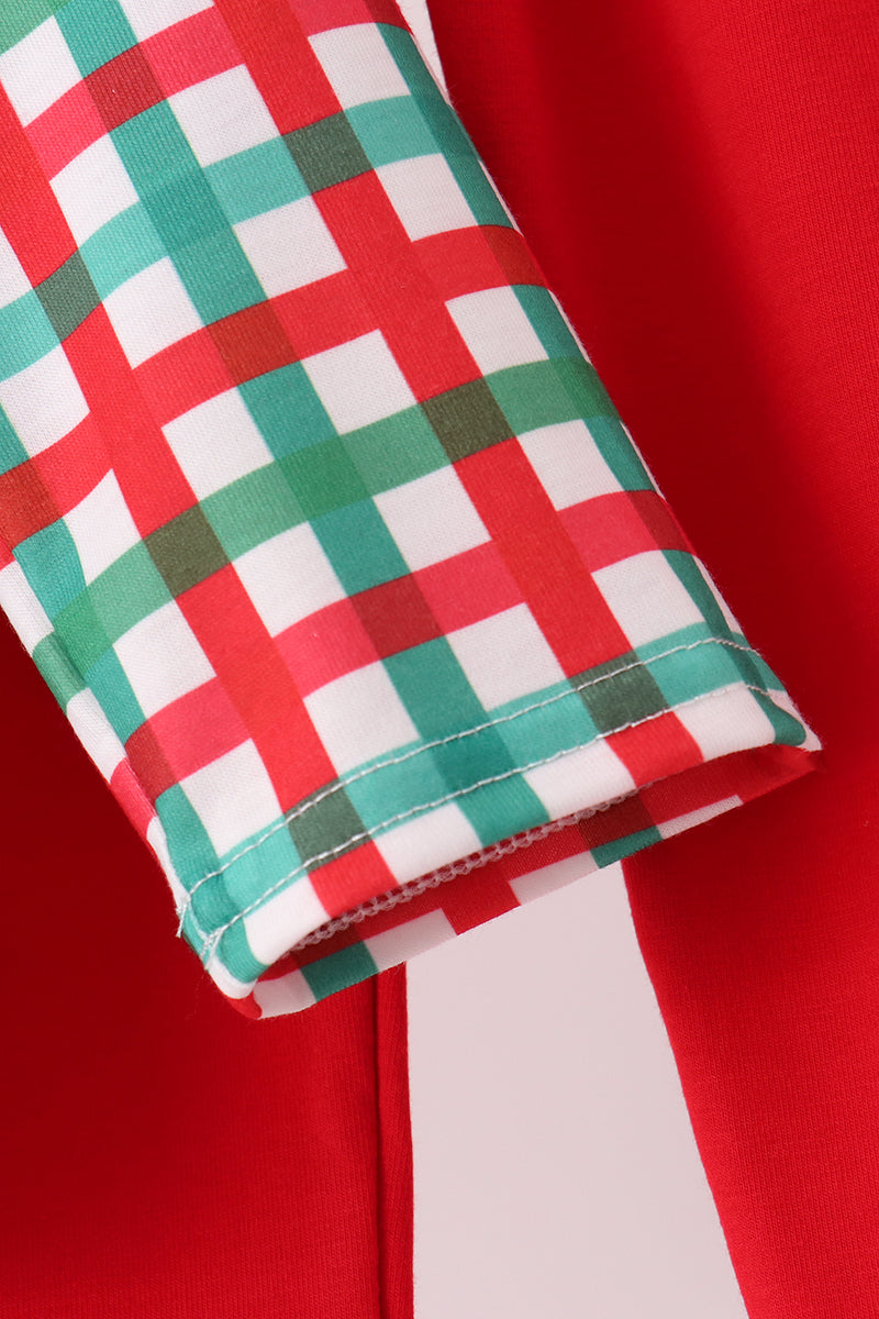 Red & Green Christmas Character Gingham Pants Set - Holiday Magic for Little Ones