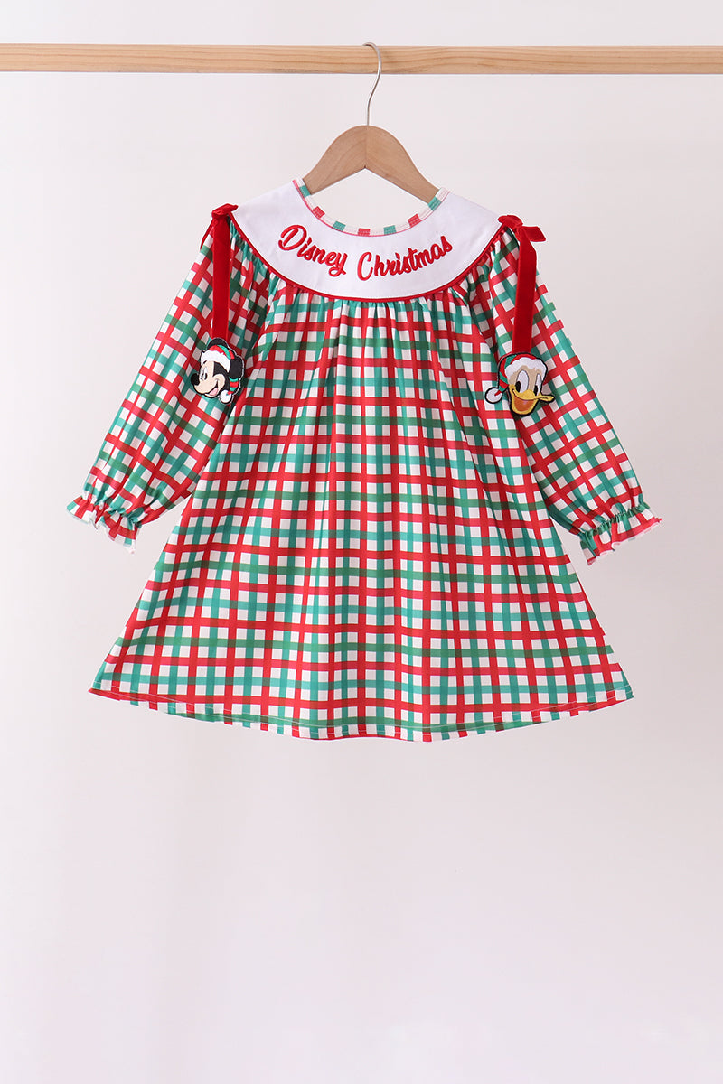 Red & Green Christmas Character Gingham Dress - Sweet Holiday Style for Little Girls