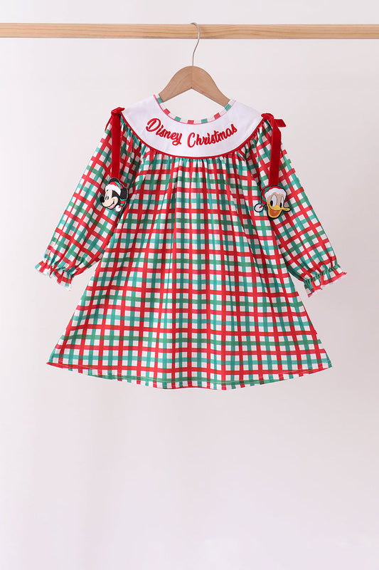 Red & Green Christmas Character Gingham Dress - Sweet Holiday Style for Little Girls