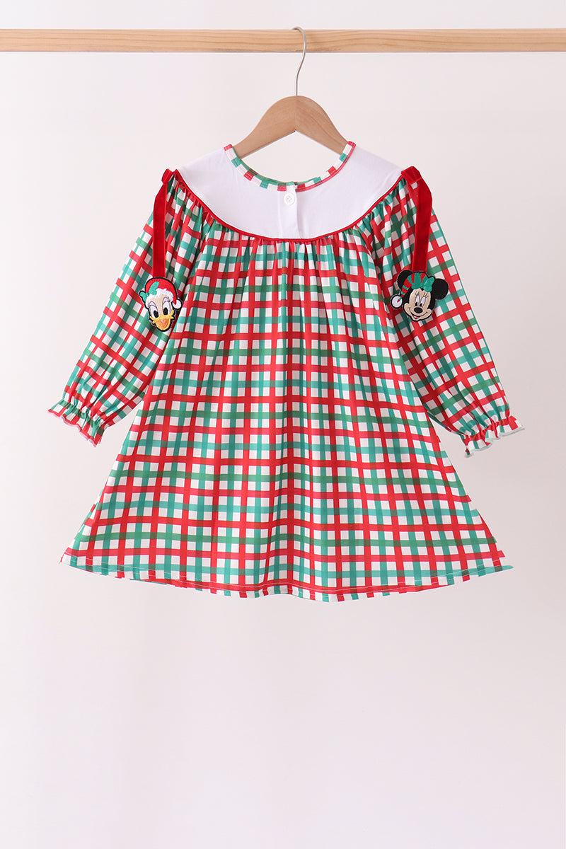 Red & Green Christmas Character Gingham Dress - Sweet Holiday Style for Little Girls