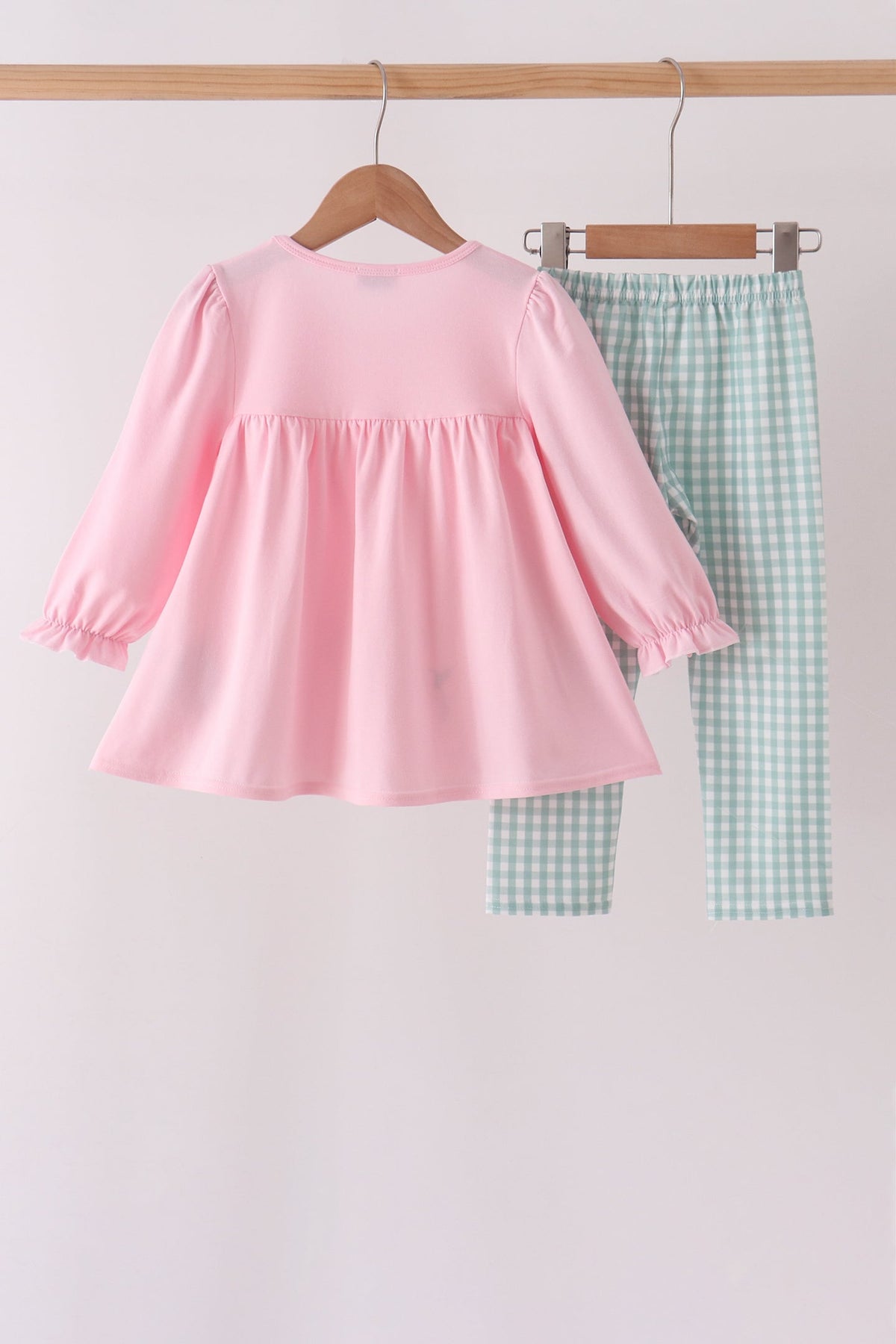 Pink Christmas Embroidery Pants Set