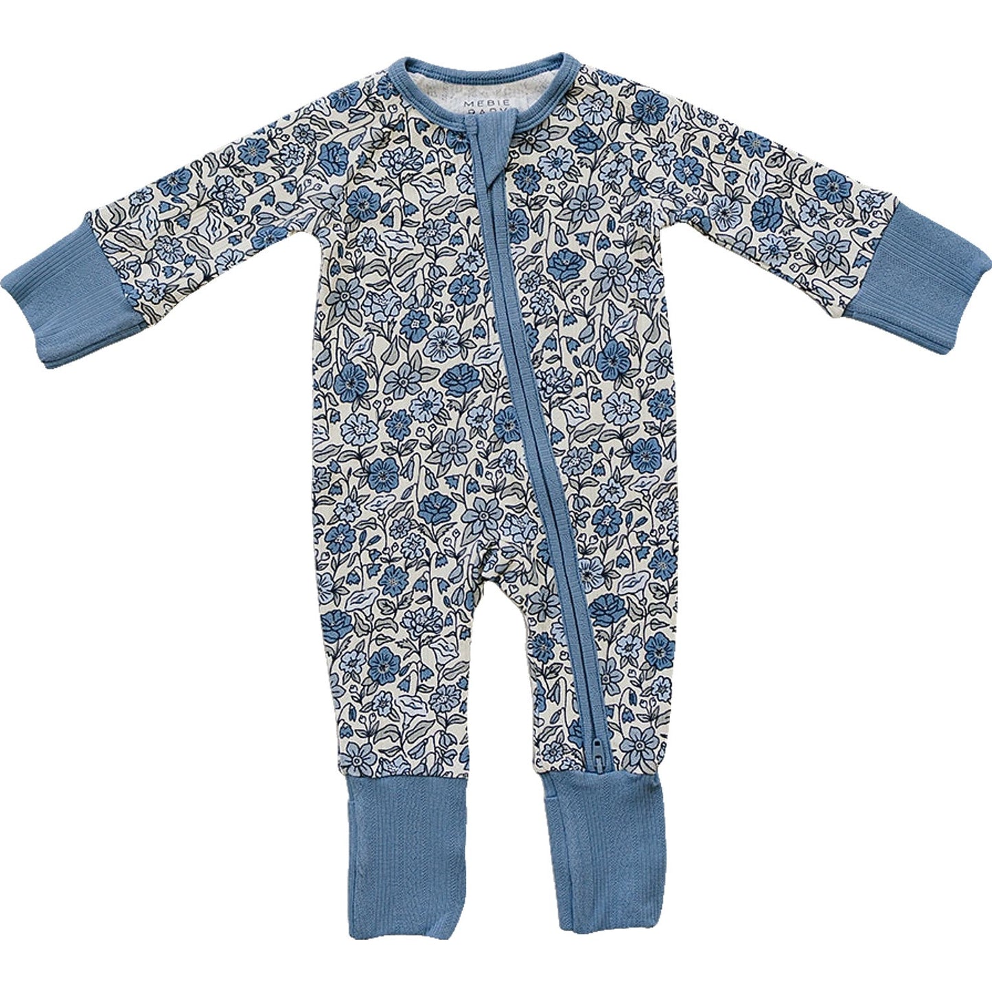 Bluebell Pointelle Bamboo Zipper Footie Pajamas by Mebie Baby