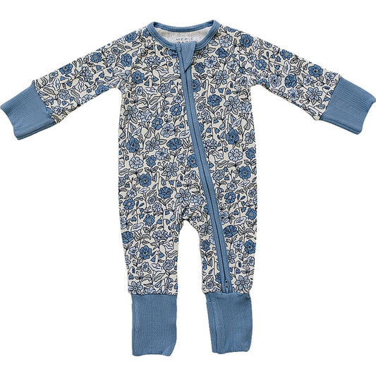 Bluebell Pointelle Bamboo Zipper Footie Pajamas by Mebie Baby