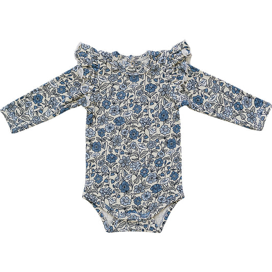 Bluebell Ruffle Sleeve Pointelle Bamboo Bodysuit by Mebie Baby
