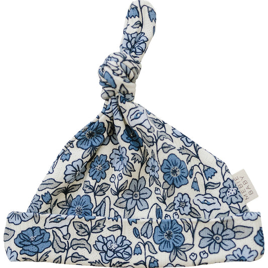Bluebell Pointelle Bamboo Newborn Knot Hat by Mebie Baby