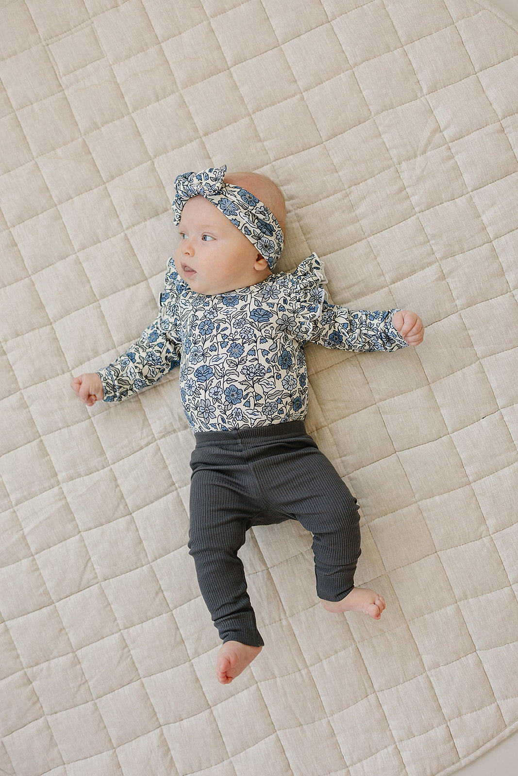 Bluebell Ruffle Sleeve Pointelle Bamboo Bodysuit by Mebie Baby