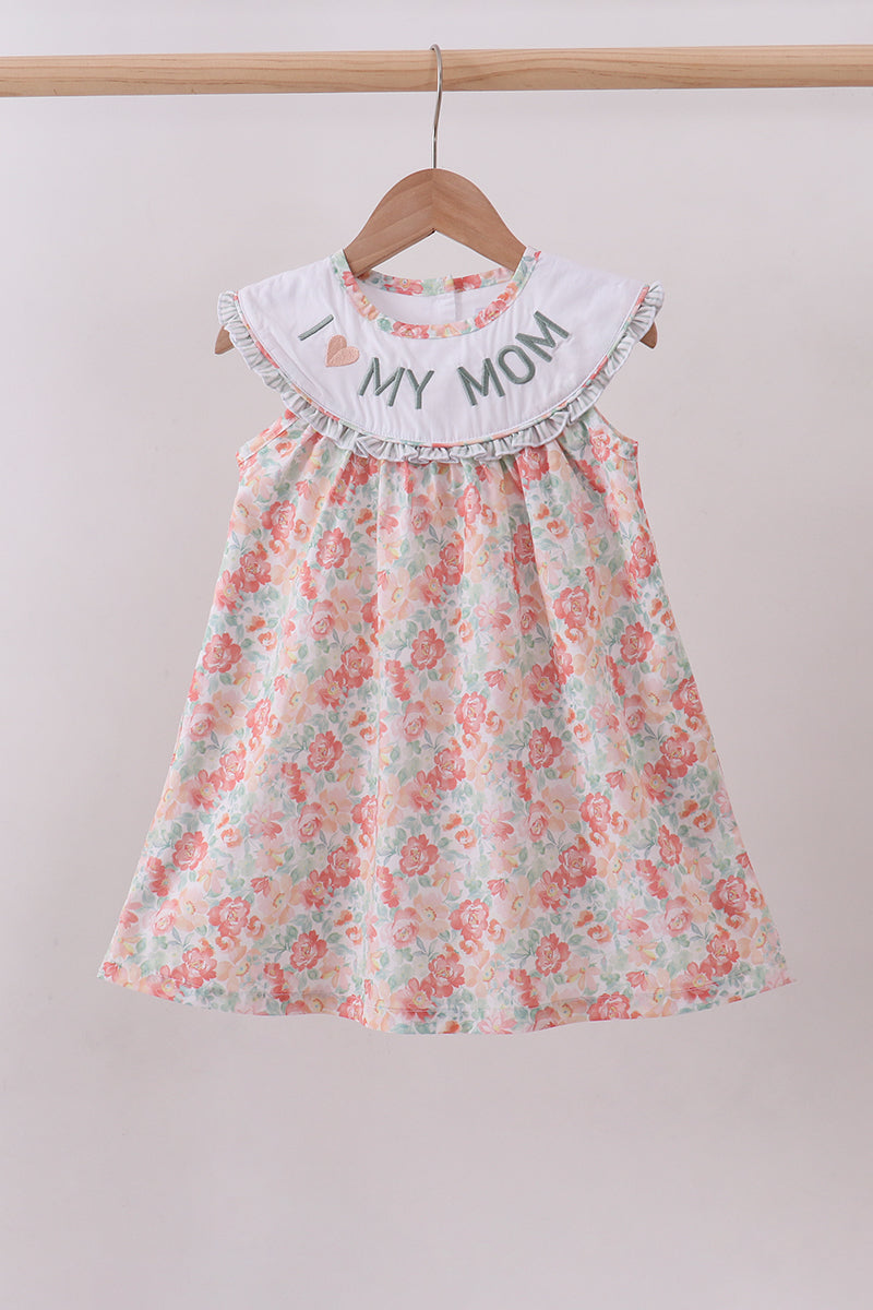 Floral I Love My Mom Embroidery Dress