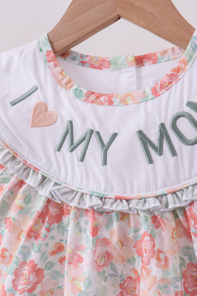 Floral I Love My Mom Embroidery Dress
