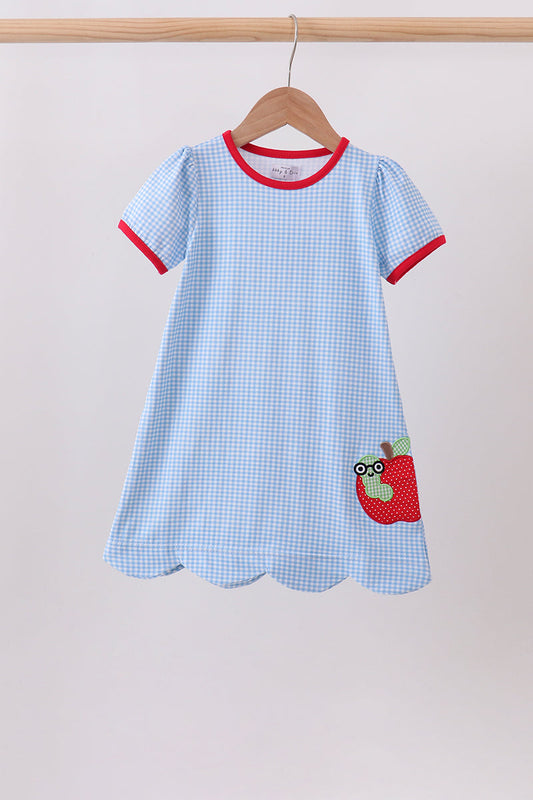 Blue Apple Scalloped Dress – Sweet & Preppy Girls Dress