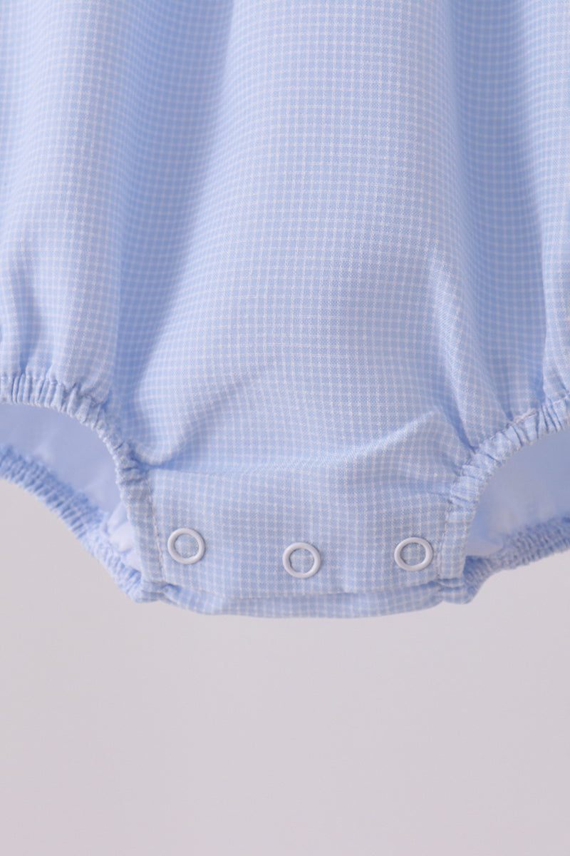 Blue Turkey Embroidery Checkered Bubble - Sweet Fall Style for Little Ones