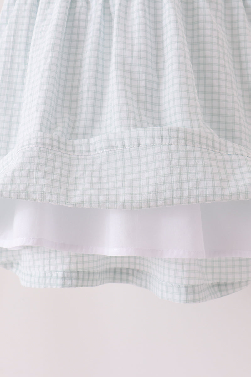 Green Plaid Turkey Embroidery Ruffle Dress - Sweet Fall Style for Girls