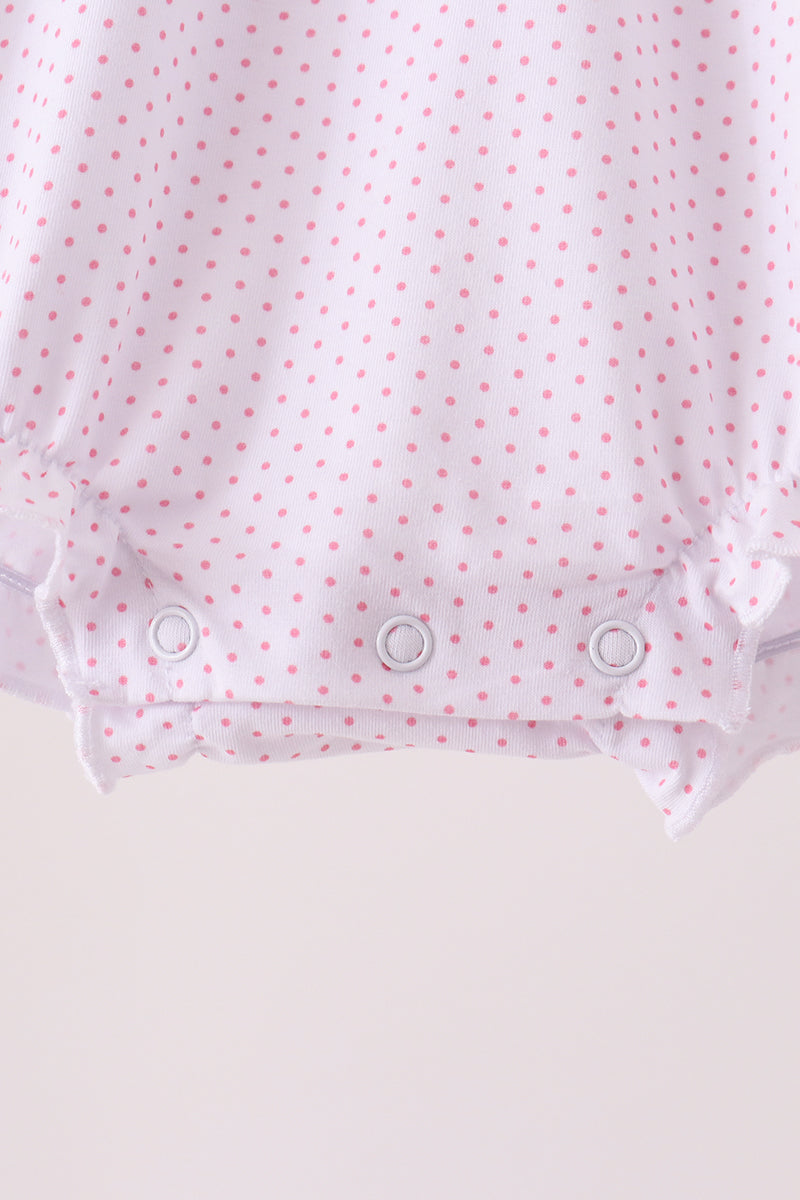Pink Dot Turkey Embroidery Ruffle Bubble - Sweet Baby Girl Fall Style
