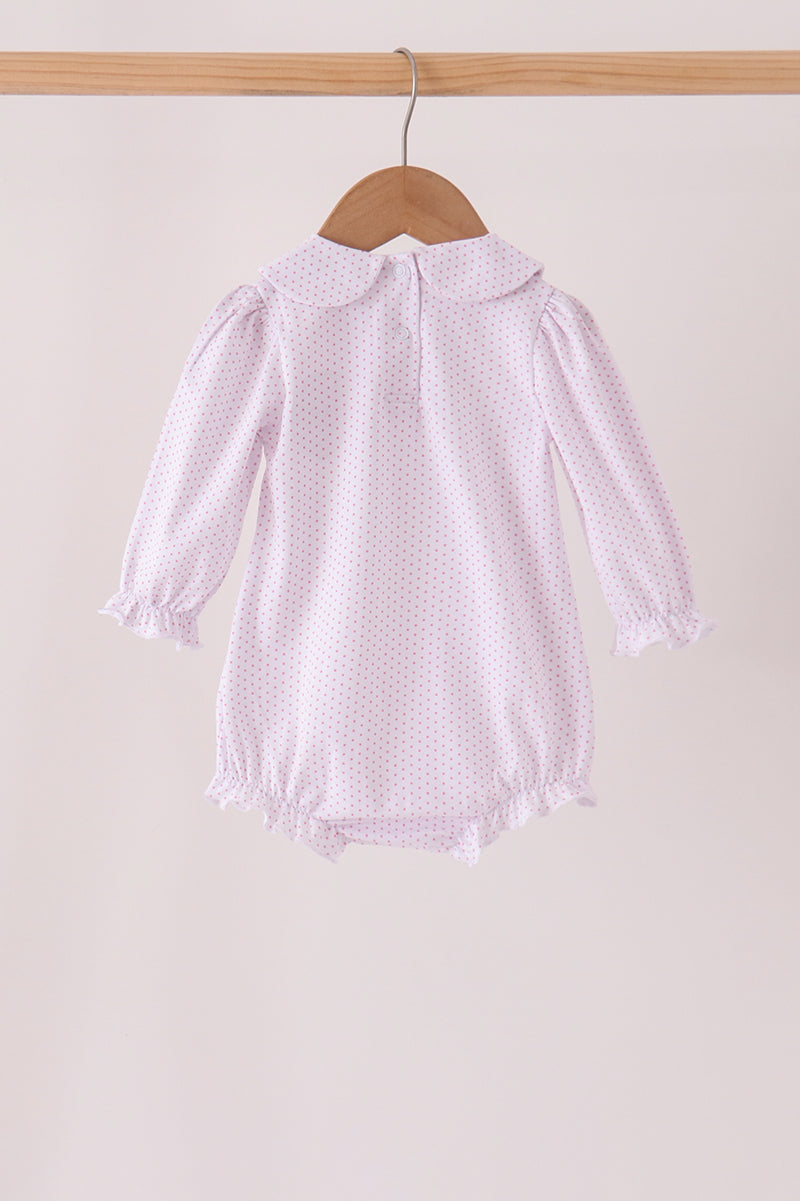 Pink Dot Turkey Embroidery Ruffle Bubble - Sweet Baby Girl Fall Style