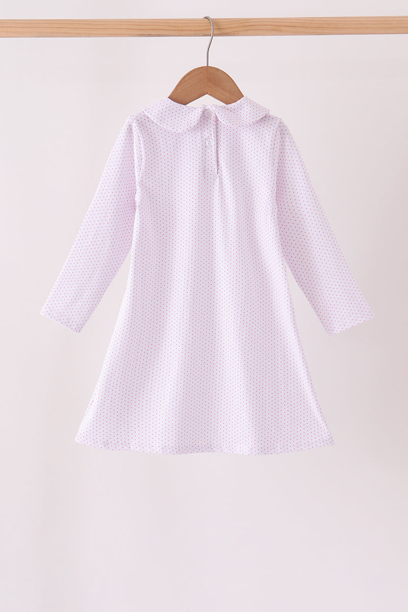 Pink Dot Turkey Embroidery Dress - Sweet Fall Style for Girls