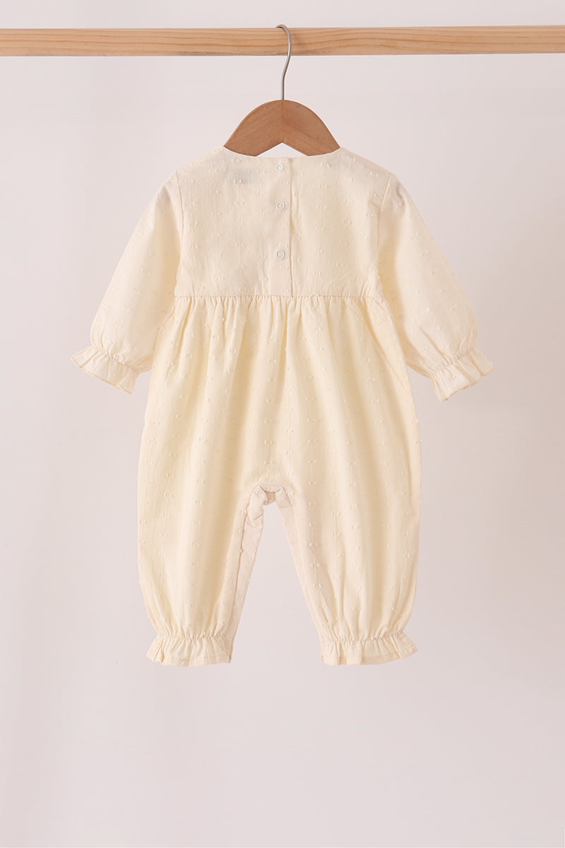 Beige Turkey Embroidery Romper - Sweet Baby Girl Fall Style