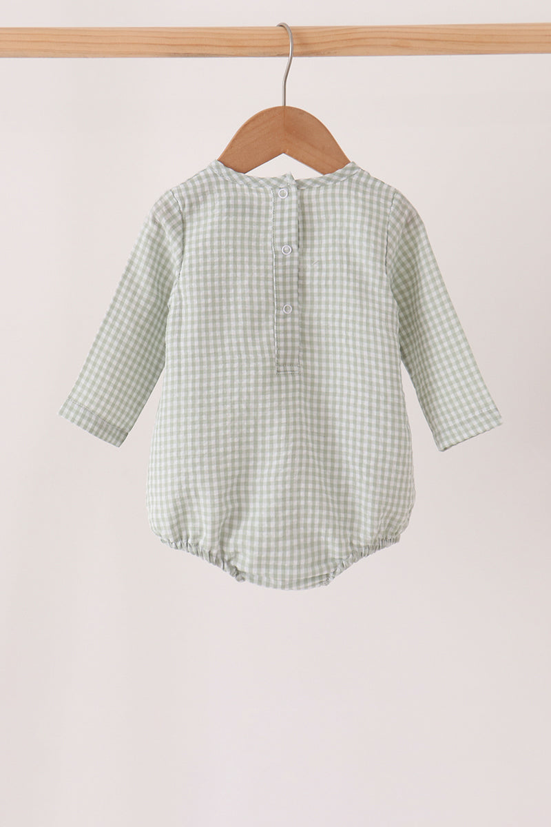 Beige Turkey Embroidery Gingham Bubble - Sweet Fall Style for Little Ones