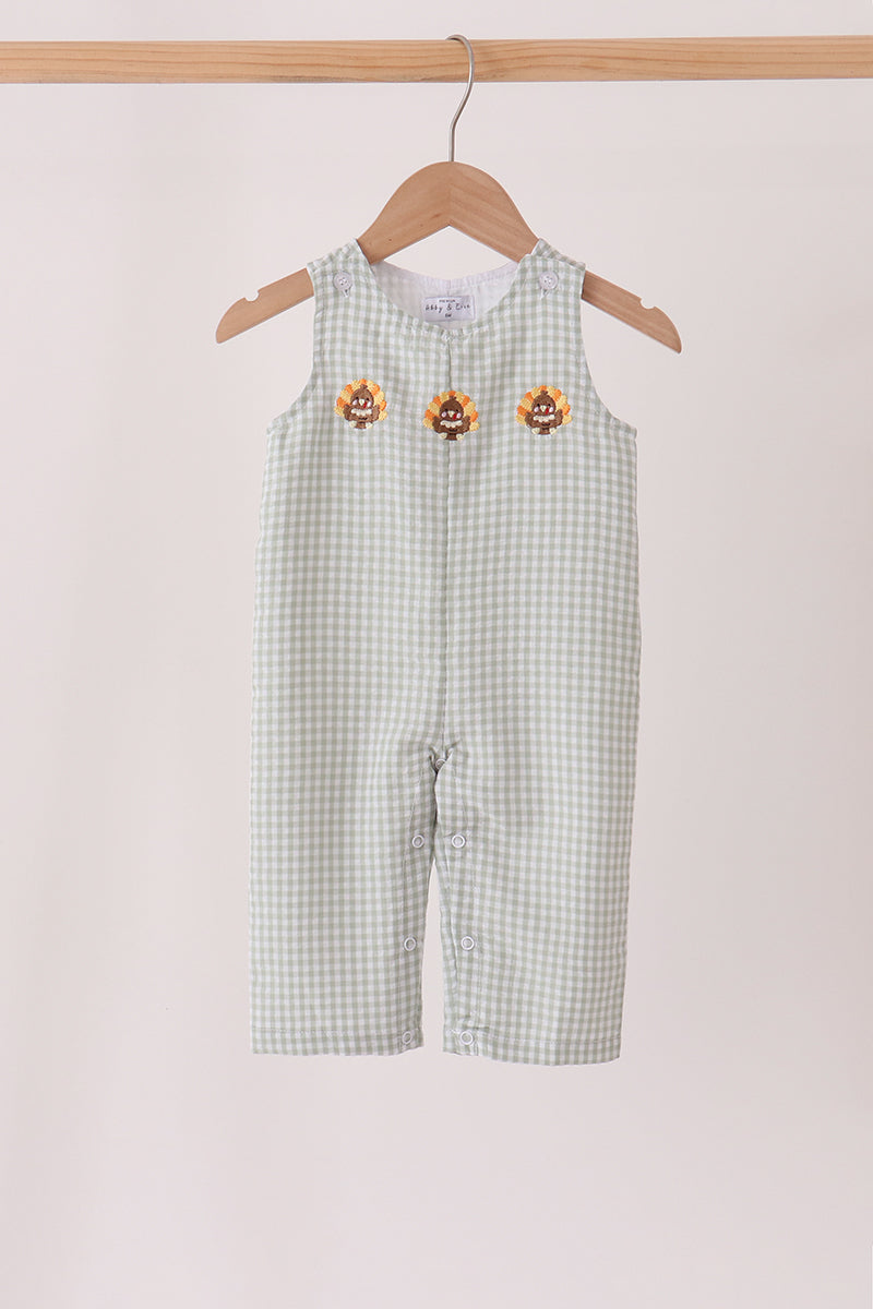 Beige Turkey Embroidery Gingham Jonjon - Sweet Baby Boy Fall Style