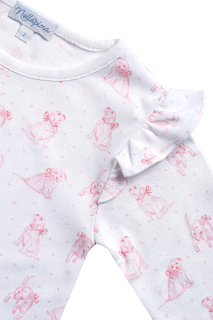 Pink Puppy Love Print Playtime Dress - Sweet & Playful Little Girl Style
