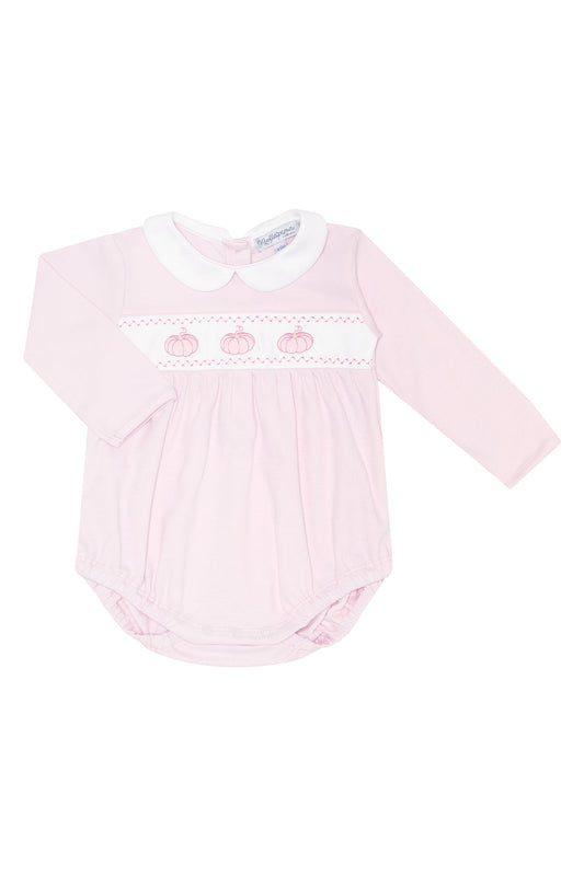 Premium Pink Pumpkin Patch Embroidered Bubble - Sweet Fall Style for Baby Girls
