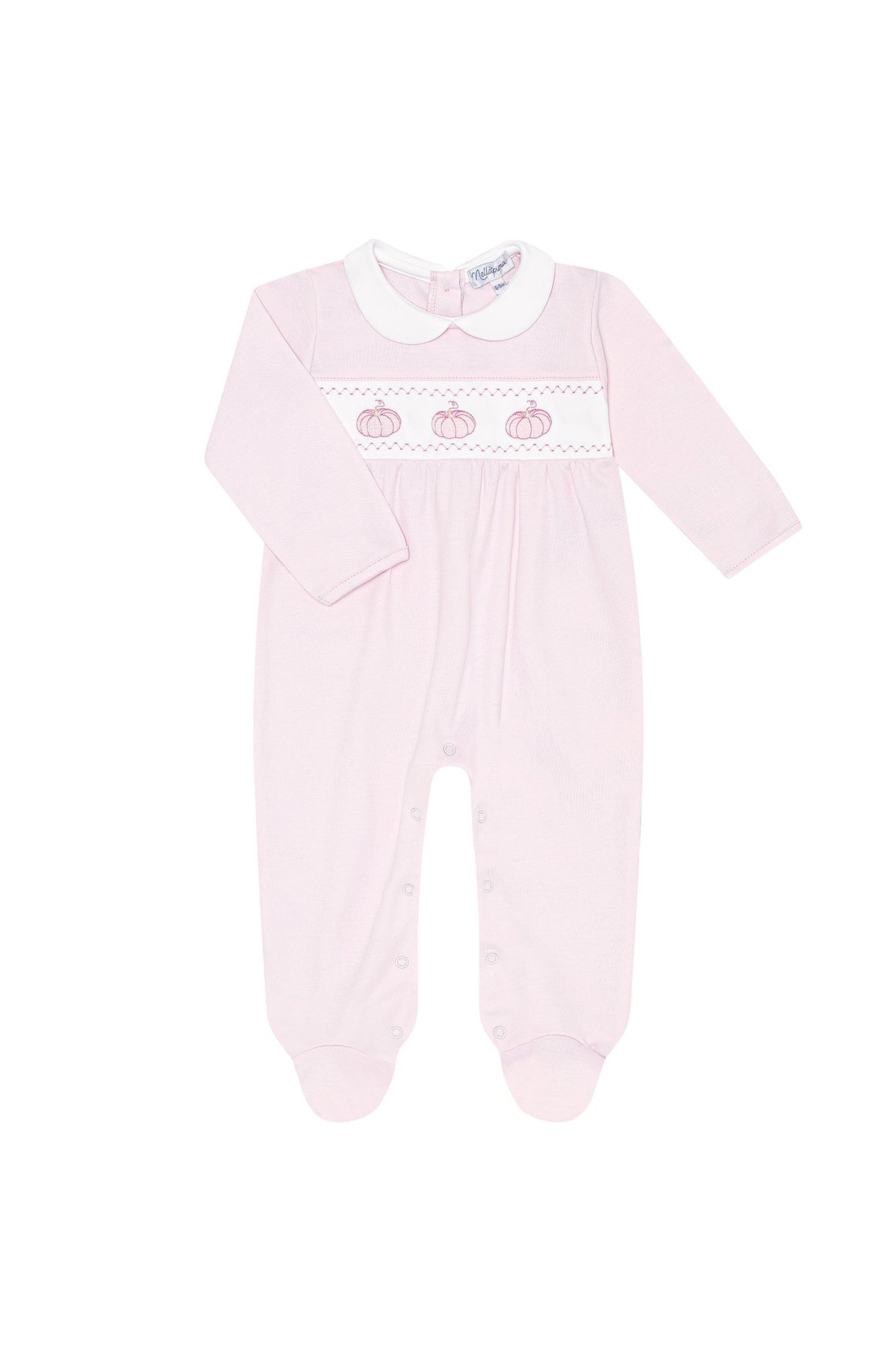 Premium Pink Pumpkin Patch Embroidered Footie - Cozy Fall Style for Baby Girls