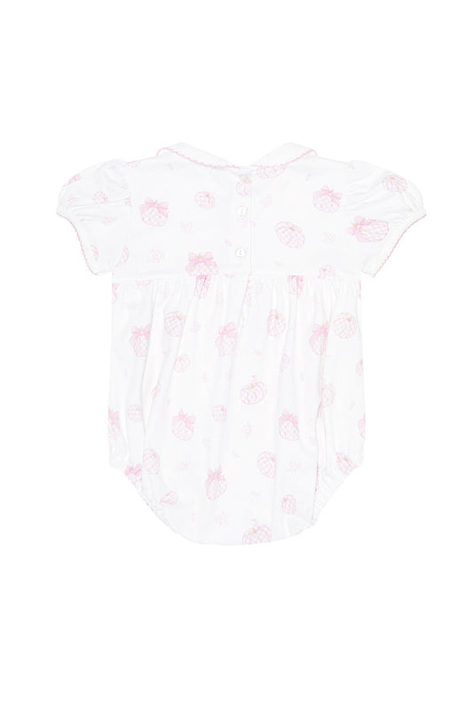 Premium Pink Pumpkin Patch Smocked Bubble - Sweet Fall Style for Baby Girls