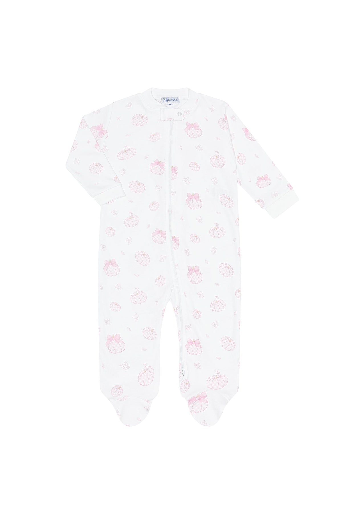 Premium Pink Pumpkin Patch Zipper Footie - Sweet Fall Cuddles for Baby Girls