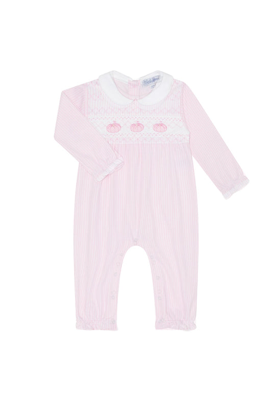 Premium Pink Pumpkin Patch Embroidered Playsuit - Sweet Fall Style for Baby Girls