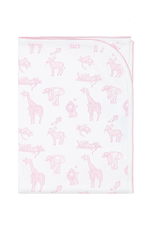 Pink Safari Receiving Blanket - Soft Baby Girl Cuddles