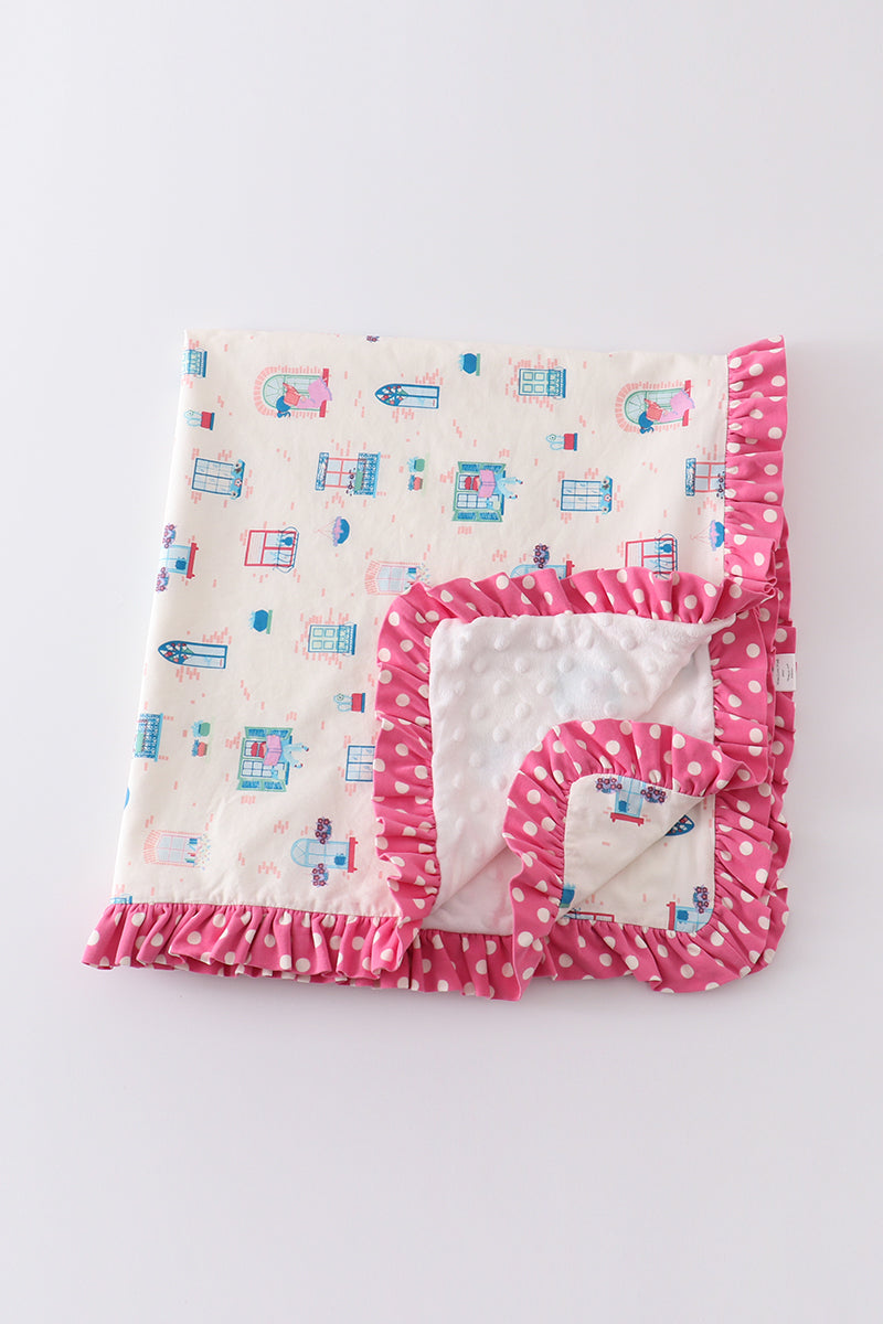 Platinum Balcony Print Ruffle Baby Blanket