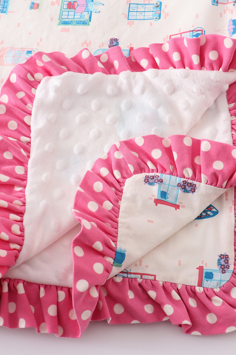 Platinum Balcony Print Ruffle Baby Blanket
