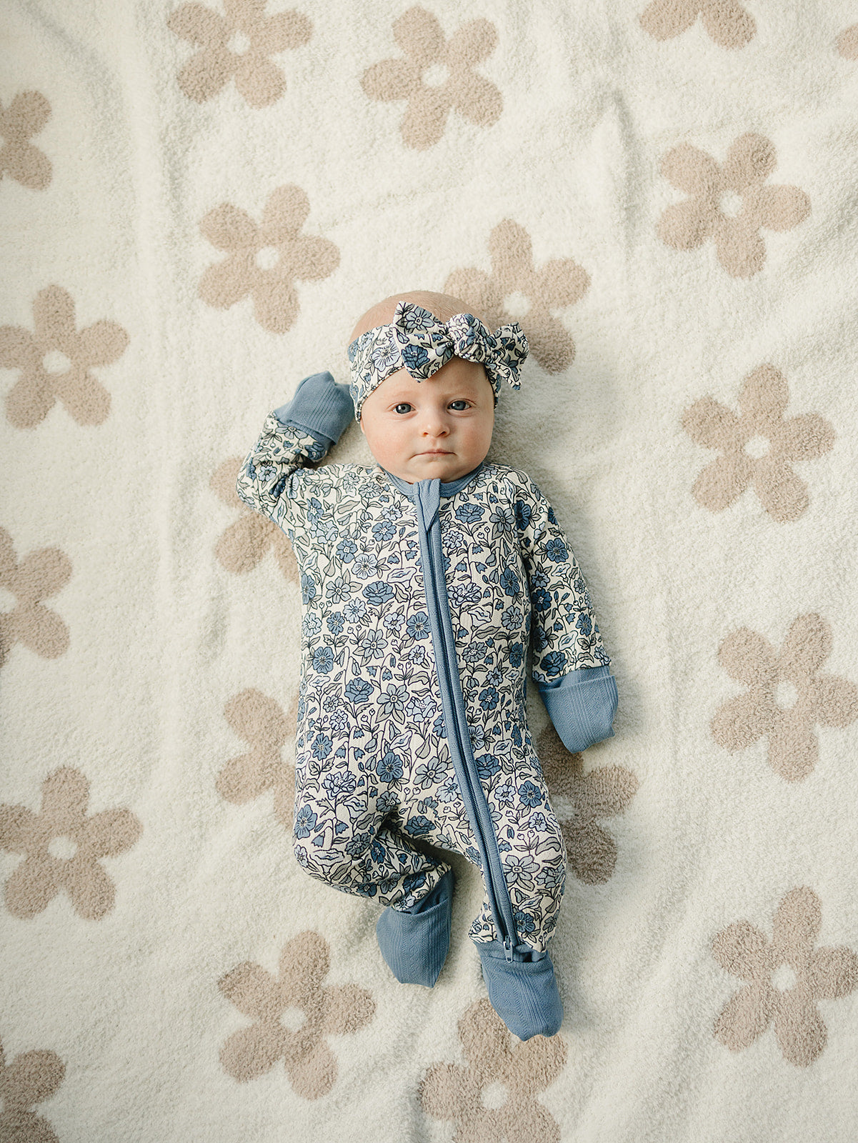Bluebell Pointelle Bamboo Zipper Footie Pajamas by Mebie Baby