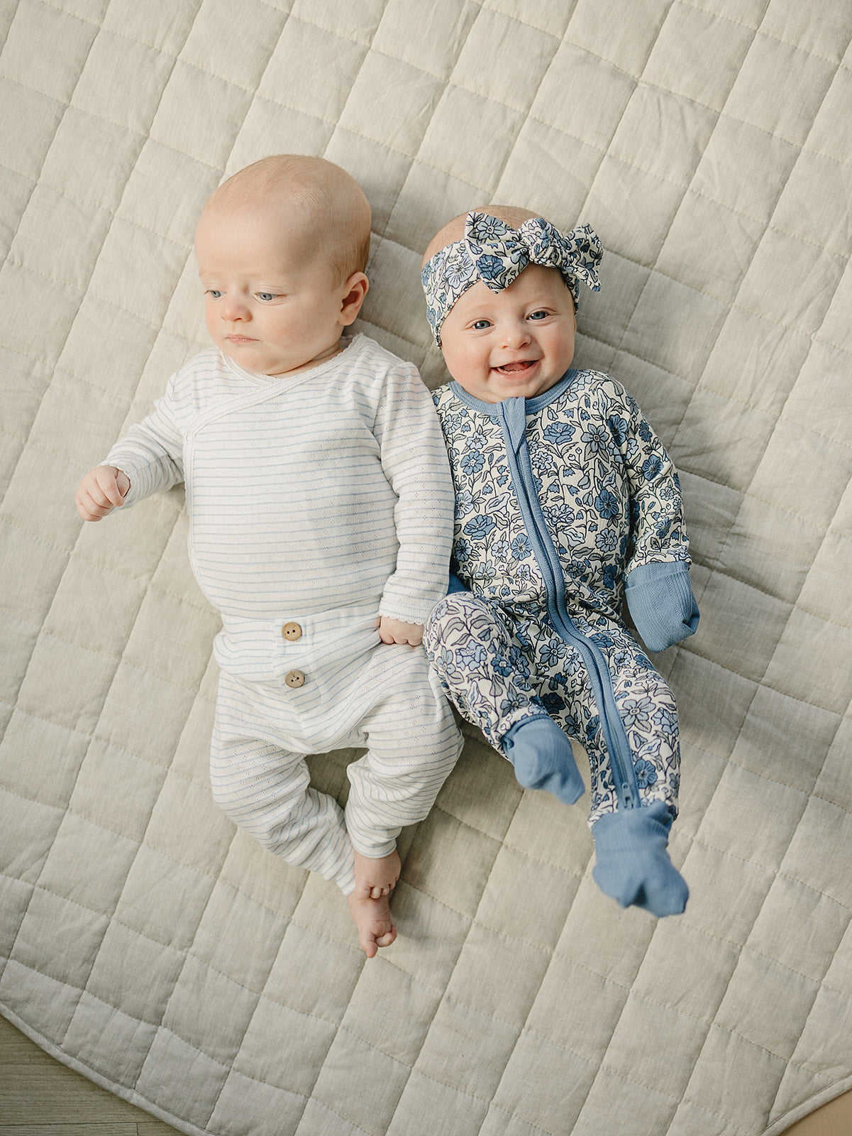 Bluebell Pointelle Bamboo Zipper Footie Pajamas by Mebie Baby