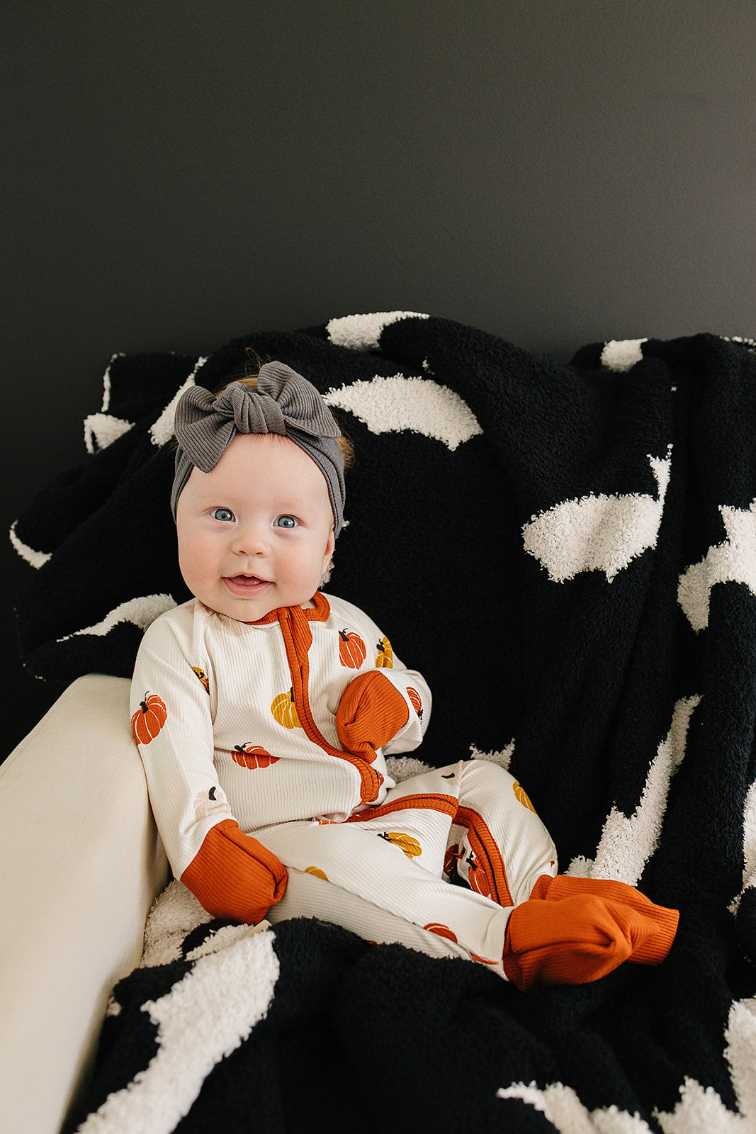Harvest Pumpkin Bamboo Zipper Footie Pajamas by Mebie Baby