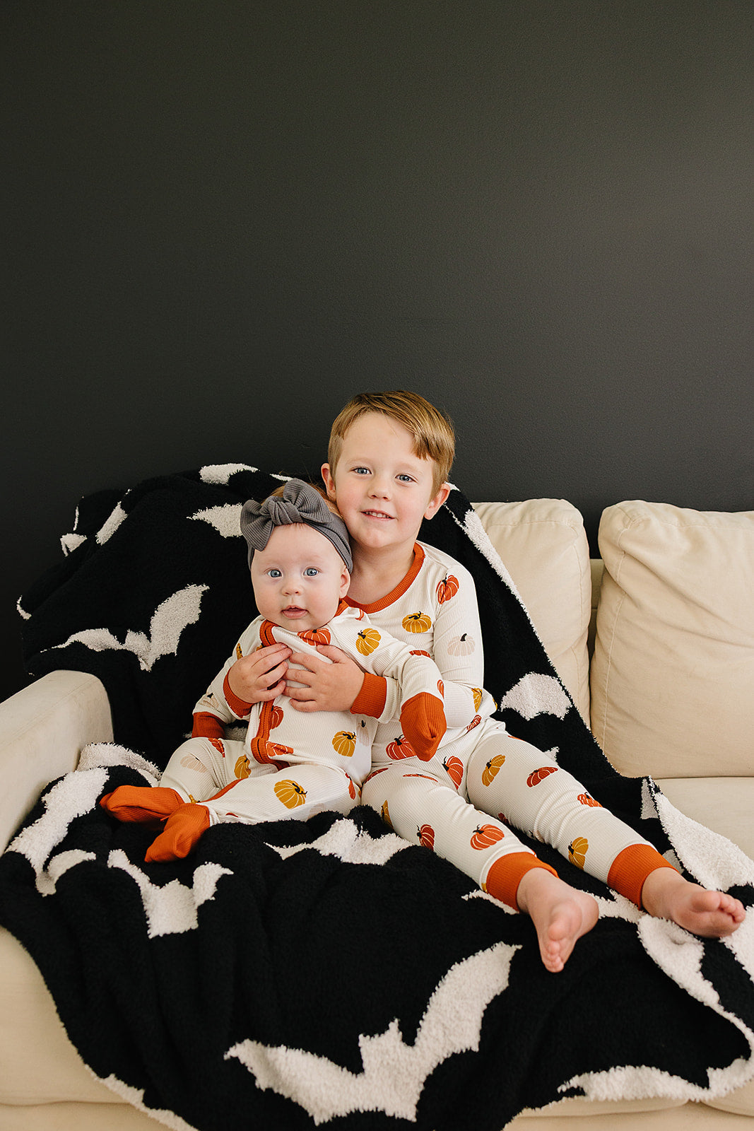 Harvest Pumpkin Bamboo Zipper Footie Pajamas by Mebie Baby