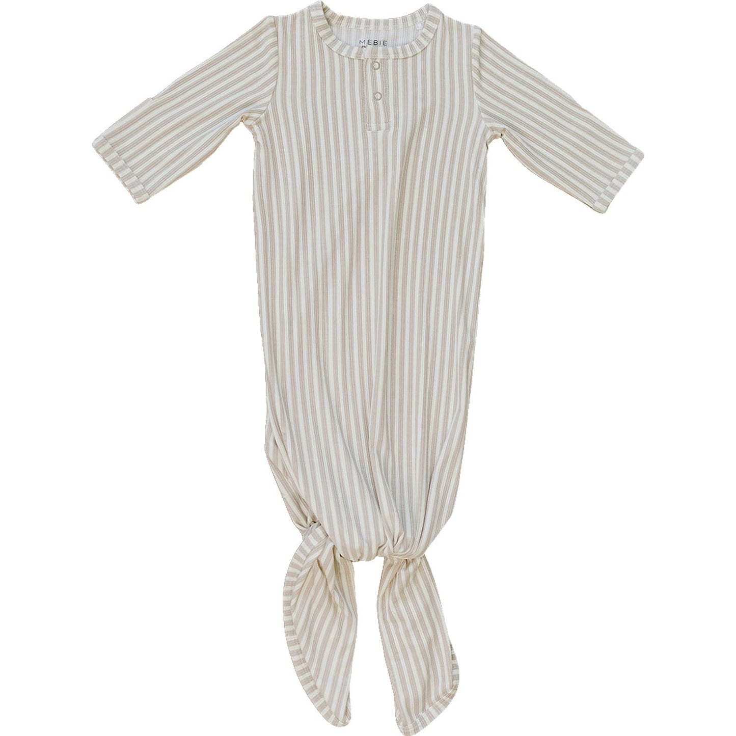 Taupe Stripe Ribbed Bamboo Knot Gown