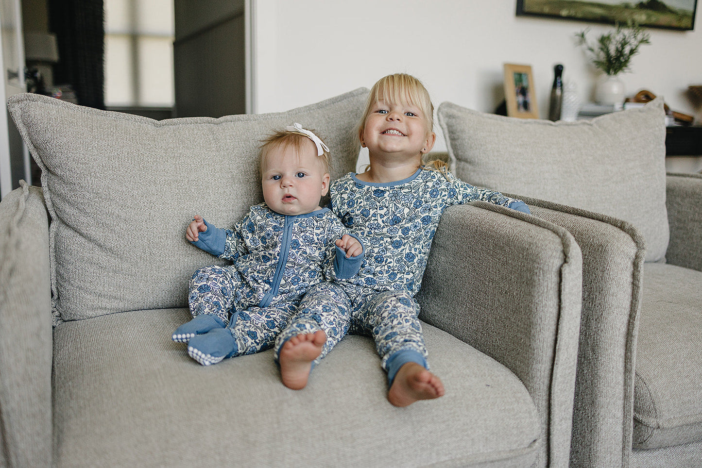 Bluebell Pointelle Bamboo Zipper Footie Pajamas by Mebie Baby