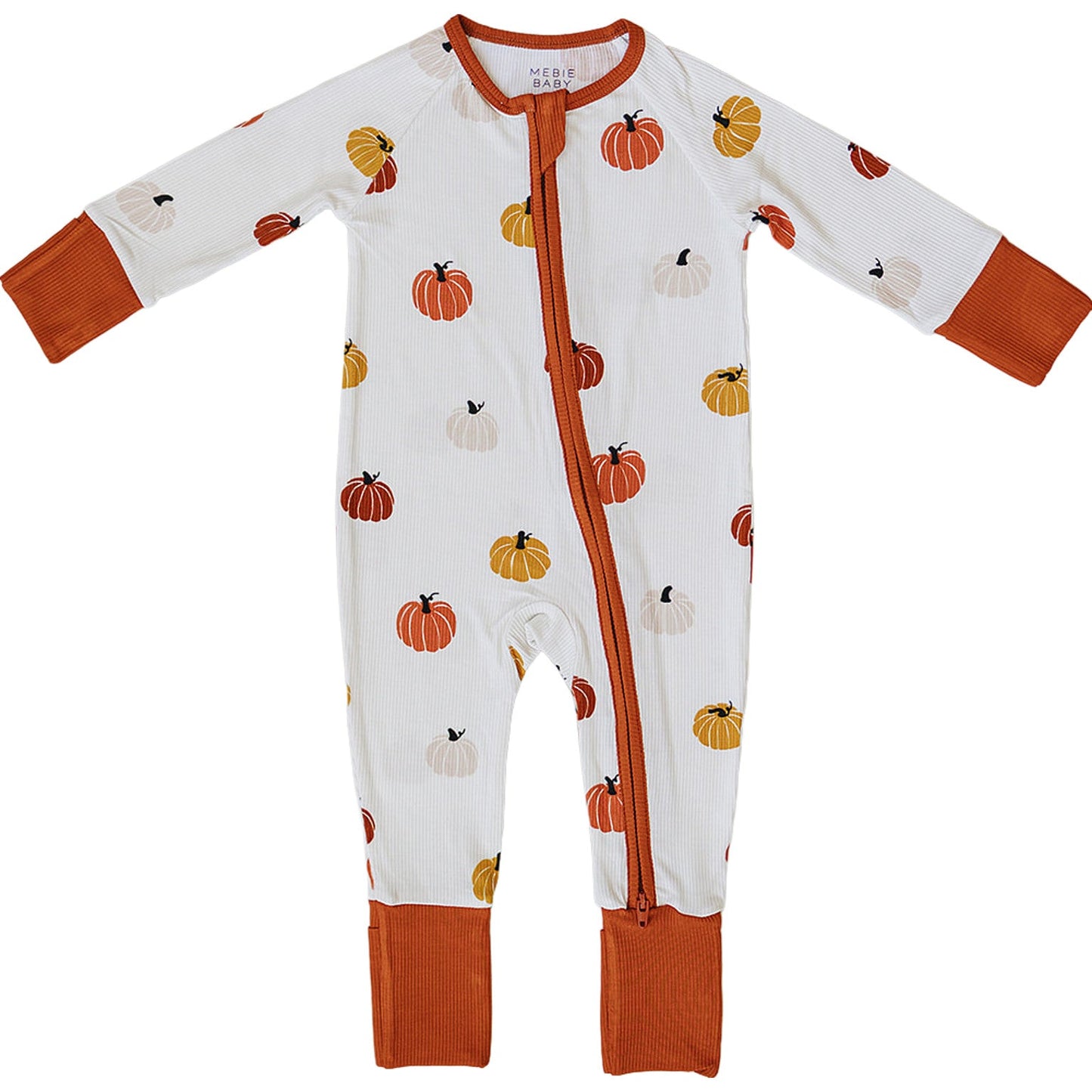 Harvest Pumpkin Bamboo Zipper Footie Pajamas by Mebie Baby