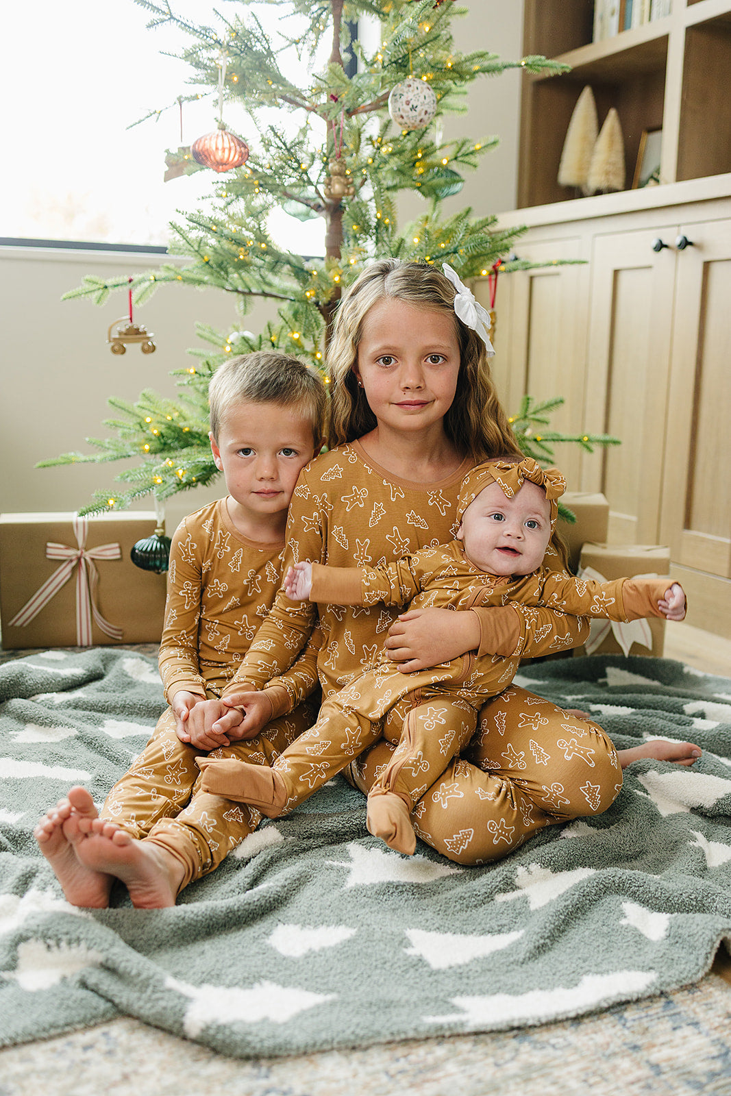 Gingerbread Bamboo Zipper Footie Pajamas by Mebie Baby